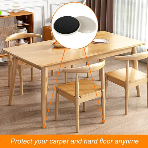 12 Pack Self Adhesive 2 Inch Furniture Sliders For Carpet And Hardwood Floors Heavy Duty Moving Pads on dining chair