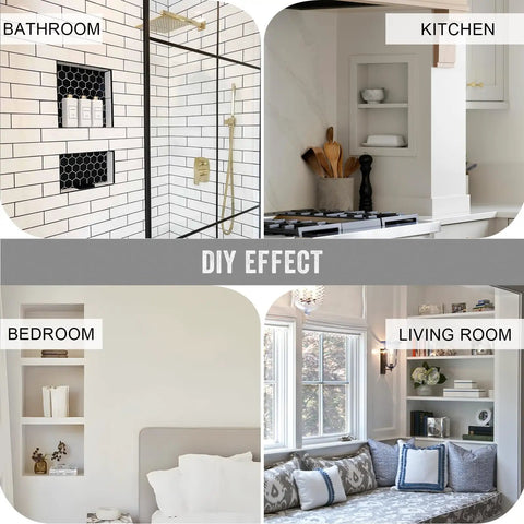 Shower Niche Organizer Set For Tile Ready Bathrooms Durable ABS Recessed Shelf Two Pack in bathroom, kitchen, bedroom, living room