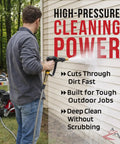 Person using 2600 PSI Vertical Pressure Washer Pump With 2.2 GPM Flow And Seven Eighth Inch Shaft SRMW22G26 EZ SX Replacement Water Pump