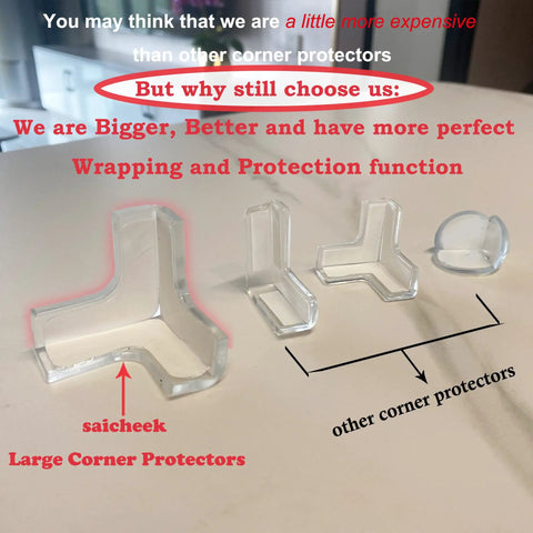 12 Pack Large Silicone Table Corner Protectors For Baby Proofing, T Shaped Edge Guards With Strong Adhesive, Clear Comparison