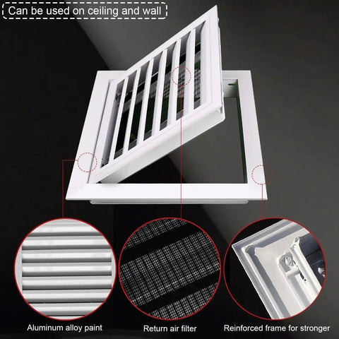 Removable Louvered Air Vent Cover 55 By 55 Cm Sleek Ceiling Access Panel showing aluminum design and reinforced frame.
