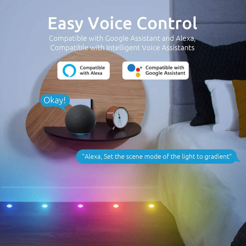 Smart RGBW LED Deck Lights Kit 10 Pcs Recessed 1.22 Inches Low Voltage With WiFi Bluetooth Control Works With Alexa Google Home