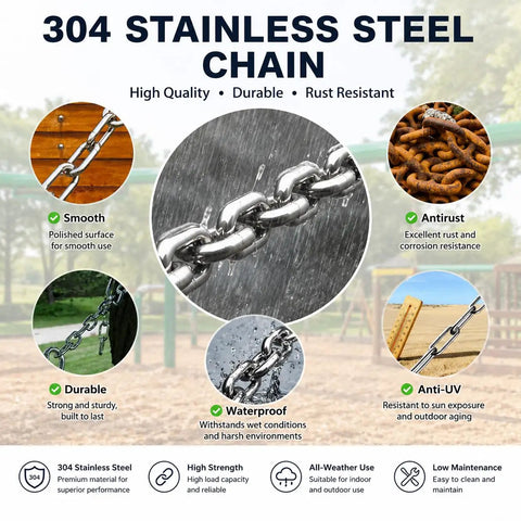 Image showcasing Beefy Quarter Inch Six Foot Grade 304 Stainless Steel Link Chain For Towing And Anchoring with features.
