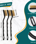 12 Piece Mini Brass Brush Set With Curved Handles And 2 Cleaning Scrapers showing product size and design features
