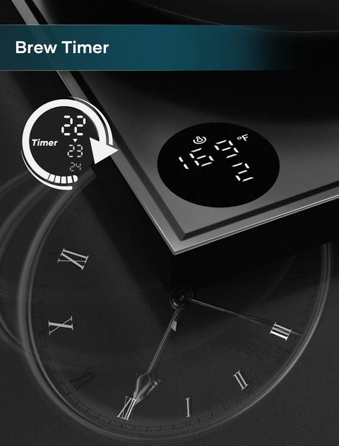Digital display on Gooseneck Electric Kettle With Precision Temperature Control And Stainless Steel Interior, black.