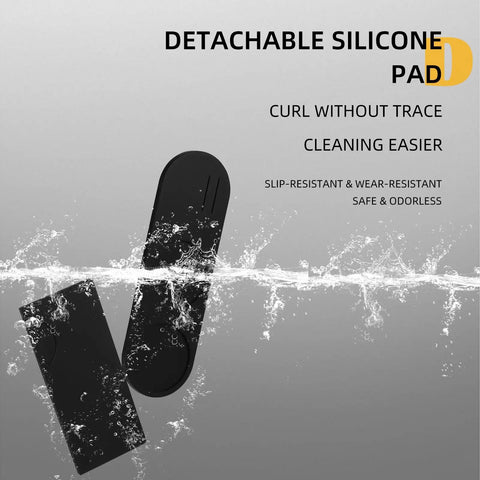 Detachable silicone pad under water, text highlights slip-resistant, wear-resistant, safe, and odorless properties.
