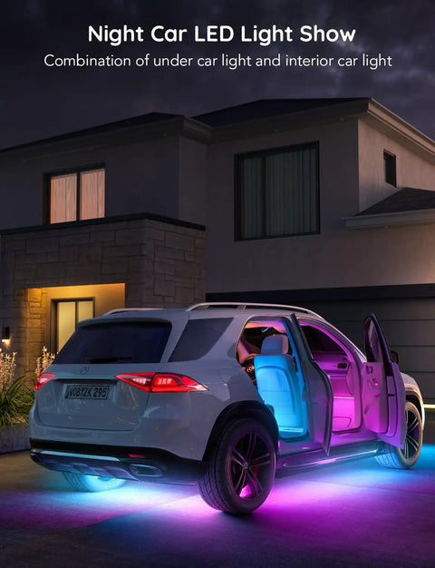 Car LED Strip Lights RGBIC Interior Lighting With App Control And Music Sync 16 Million Colors illuminating car exterior and interior
