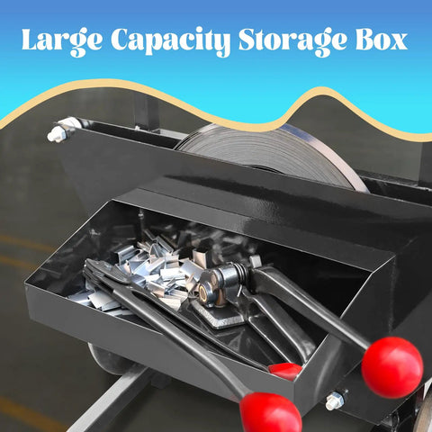 Large capacity storage box with Beefy Bluing Steel Strapping Coil 3/4 Inch Wide 0.020 Inch Thick 2150 Feet 1800 Lbs Break Strength