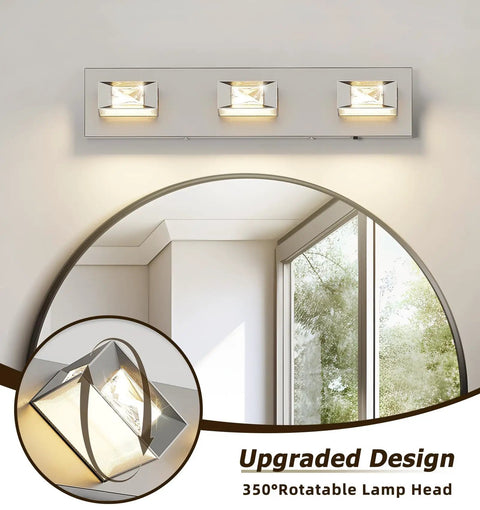 Dope Four Light Chrome Finish Crystal LED Vanity Light Over Mirror Dimmable Wall Sconce For Bathrooms 28 Inch 24W 5500K