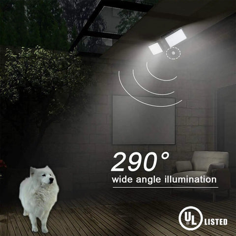 Outdoor Motion Sensor Flood Light 20W Waterproof Security Wall Fixture With Adjustable Heads 180 Degree Sensing 40ft Range Daylight White US Plug