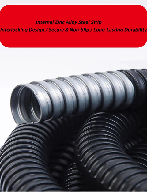 Heavy Duty Flexible Metal Conduit Corrugated Electrical Hose With Pvc Coated Wire Protection Tube One Hundred Meter Roll details close-up.
