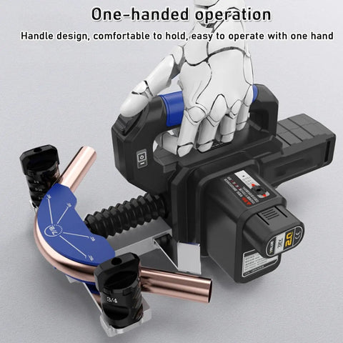 UILMLIO Cordless Electric Pipe Bender With Hydrolic Press for soft copper tubing and aluminum, showcasing one-handed operation design.