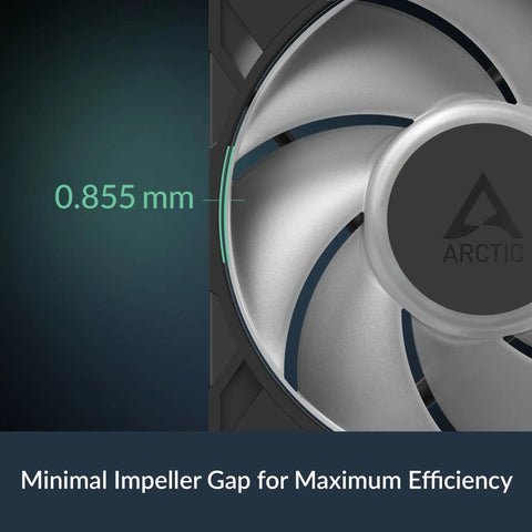 Top Shelf 120 Millimeter Pwm Pc Case Fans Three Pack showcasing 0.855 mm impeller gap for efficient airflow.