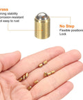 Built Tough Brass Ball Plungers 20 Piece Set With Spring Loaded Positioning Pins For Cabinet Doors And Drawer Alignment Rust Resistant Furniture Hardware No Fuss Smooth Operation, brass ball plunger in hand.