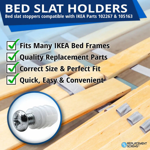 Rugged Bed Slat Holders With Heavy Duty Screws For IKEA Malm And Hemnes Frames durable replacement parts for bed slats.