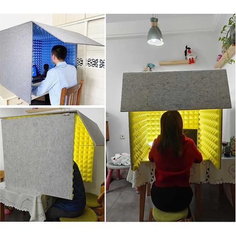 Portable Desktop Vocal Booth With Soundproof Recording Shield, High Density Acoustic Foam Cover for office setup.