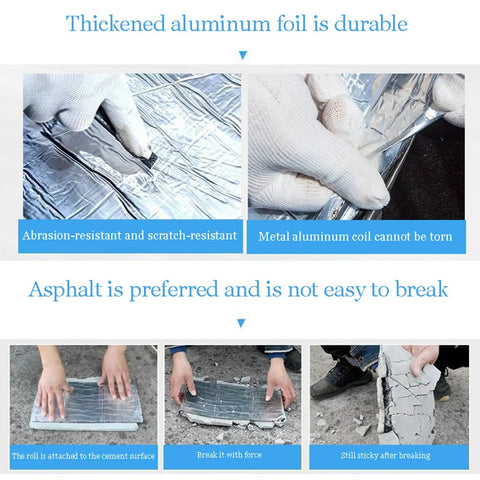 Pro Level Aluminum Foil Bitumen Tape Self Adhesive Waterproof Roof Underlayment Roll shown with hands demonstrating durability and resistance.