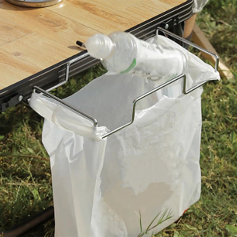 Sturdy Stainless Iron Trash Bag Holder Rack For Hanging Use Desktop Or Campin Dustbin Cage Garbage Bag Holder Bracket Durable Outdoor Cleanup Accessory Perfect For Campin Outdoor Events And Quick Cleanup Anywhere