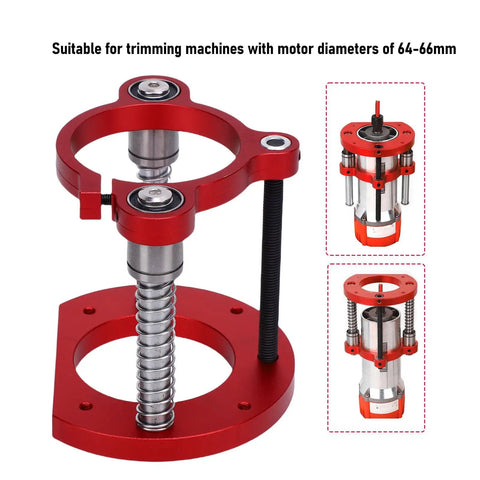 Router Lift Base With 2 Jaw Clamping System Pro Grade Aluminum Alloy Router Table Insert Plate Lifting Mechanism 70mm Stroke Red on 64-66mm router motor
