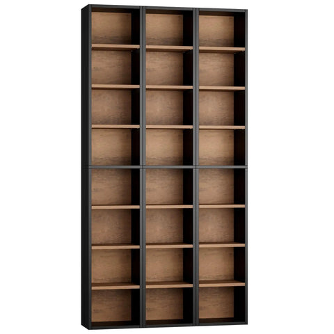 Heavy Duty Eight Tier Narrow Bookshelf With Adjustable Wooden Shelves Sleek Media Tower Rack For DVD And CD Storage Top Shelf Particleboard Design