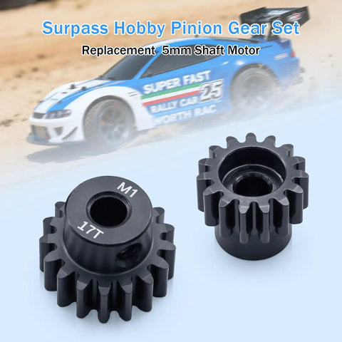 Hardened Mod One Pinion Gear With Five mm Bore And Thirteen To Seventeen Teeth For Hella Durable Metal Performance And Ridiculously Smooth Shifting On Scale Rc Platforms, featuring 17T gears.