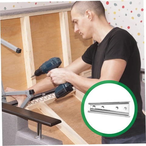 Person installing Heavy Duty Iron Sofa Connectors Four Pair Interlock Brackets For Sectional Furniture on a couch frame.