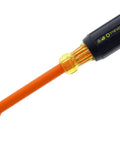 Single insulated nut driver with orange cushioned grip, part of Insulated Nut Driver Set Seven Piece Workhorse With Four Inch Shafts.