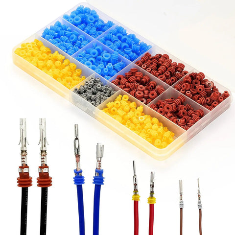 600 Pack Of Durable Weather Pack Connector Wire Seals With Metric Cavity Plugs For 12 To 24 Gauge Wiring Projects, assorted color grommets.
