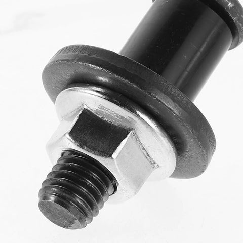 Rock Solid Black Tailgate Striker Bolt With Bushing Replacement Kit Prevents Pickup Truck Gate Rattle And Loose Movement Stops Jiggling Noises Keeps Rear Latch Locked Tight Securely Fits Various Makes Models Light Duty Vehicles Easy Install black steel bolt close-up