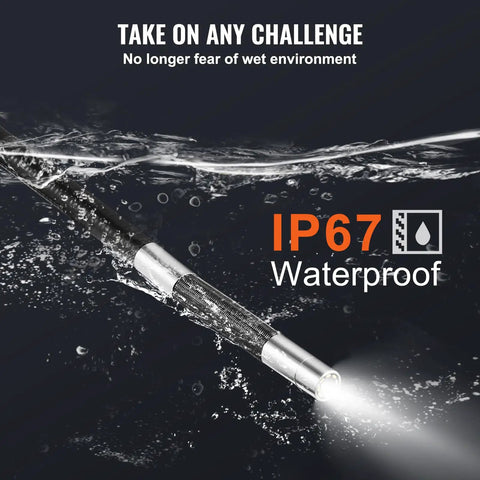 Two Way 180 Degree Articulating Borescope Camera With Light, 6.4mm Tiny Lens, 5 Inch IPS 1080P HD Screen, 8X Zoom, 8 LED Illumination, Snake Endoscope For Automotive And Plumbing Inspections, IP67 waterproof lens in water