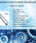 Heavy Duty Air Cylinder Pneumatic Standard Aluminum Alloy Magnetic Rod Double Acting Single Rod 100mm Bore 450mm Stroke