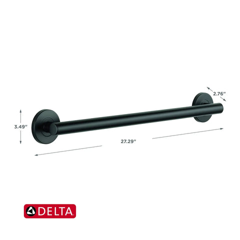 Matte Black 24 Inch ADA Grab Bar for Shower and Toilet Heavy Duty and Tough as Nails Safety Handle with Zinc Posts and Stainless Steel.