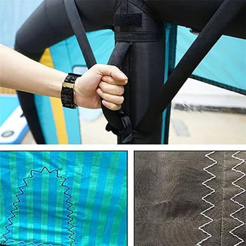 Close-up of Inflatable Windsurf Wing For Water Sports 4m, 5m, 6m Handheld Surf Sail With Window showing handle and stitching detail