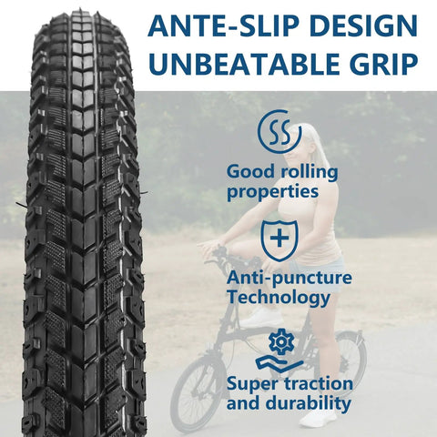 2 Pack 20x1.75 Bike Tires With Tubes And Levers For 20x1.5 1.75 1.95 Rims Durable Nylon And Rubber Tire Set For Hybrid Trail Urban BMX Bikes