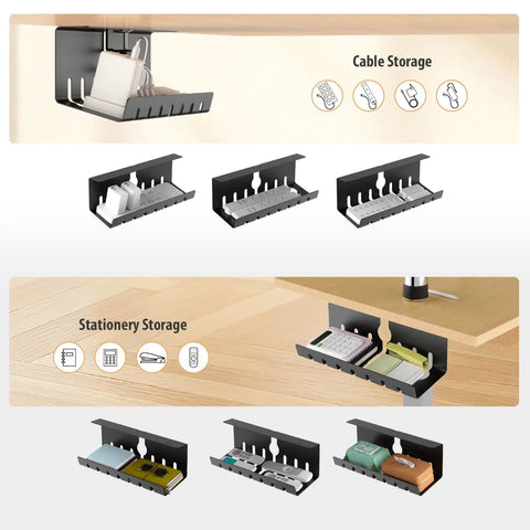 Heavy Duty Under Desk Cable Management Tray With No Drill C Clamp And Screw Mount 17 Inch Metal Cord Organizer for cables