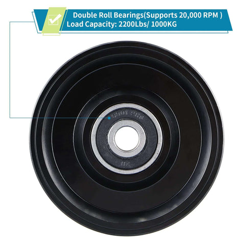 Skelang V-Groove gate wheel, 4-inch, black, double bearings for inverted V track
