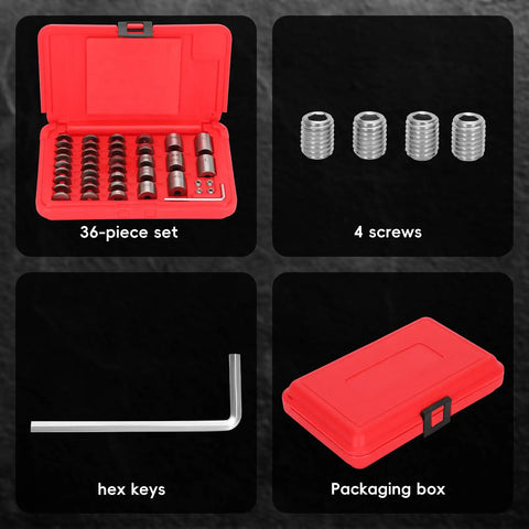 Deadly Precise And Rock Solid 36 Piece Steel Spacer Block Set With Badass Plus Zero Point Zero Zero Zero One Inch Calibration For Real Mechanics Sorting Tight Tolerance Jobs in red case with hex key and screws.