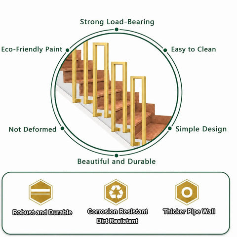 U Shape Stair Railing Indoor Outdoor Heavy Duty Galvanized Steel Handrail Wrought Iron Style Anti Skid Safety Guardrail with eco-friendly design.