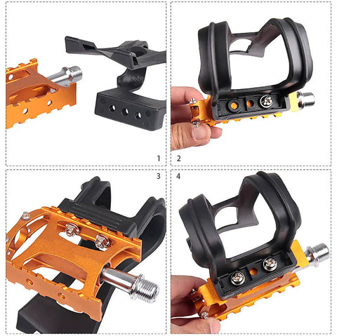 1 Set Half Toe Clip Pedals Strapless Universal Fit For Road Bike Mountain Bike And Exercise Bike Quick Tool Free Install