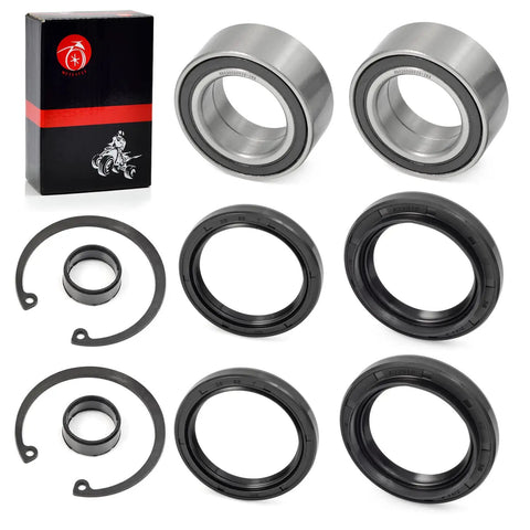 Beefy Front Wheel Bearing And Dust Seal Kit Compatible With Honda Rancher 350 400 420 Trx350 Trx400 Trx420 showing sealed bearings, oil seals, and circlips.