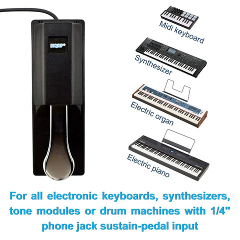 Six And A Half Foot Universal Keyboard Sustain Pedal With One Quarter Inch Plug And Play And Polarity Switch, Compatible