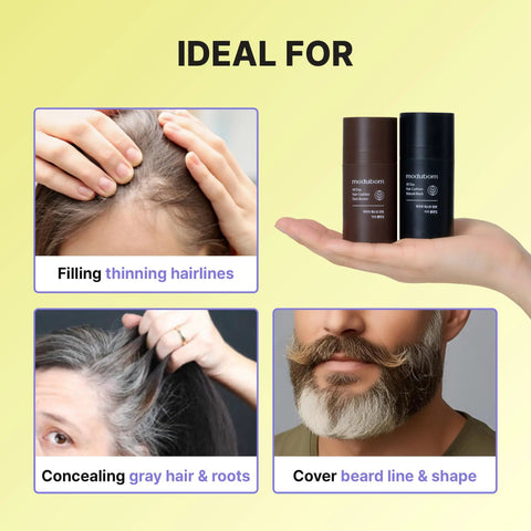Dark Brown Hair Powder Root Touch Up Stick For Fast Gray Coverage on hand, ideal for filling thinning hairlines and concealing roots.