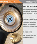 Four Piece Wood Carving Disc Set For 4 Inch Or Four And A Half Inch Angle Grinders With Five Eighth Inch Arbor Heavy Duty Wood Shaping And Cutting Grinding Discs For Woodworking Pro Grade Carving Discs Attachment shown installed on angle grinder