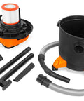 Portable Wet Dry Shop Vacuum And Blower 5 Gallon 10 Amp HEPA Zero Point Three Micron Filter Hose And Accessories Lightweight Orange Unit