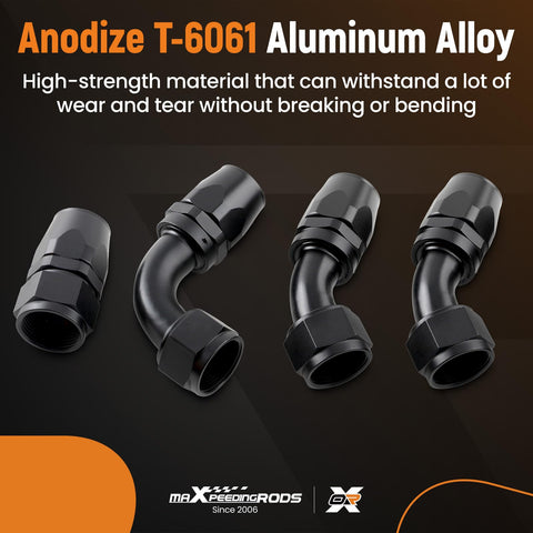 Anodize T-6061 aluminum fittings for 16AN Fuel Line Kit With Nylon Braided CPE Rubber Oil Cooler Lines For Your Ride, 5 Feet Long