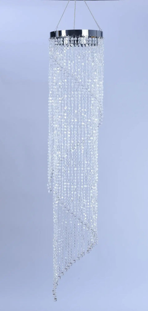 Faux Crystal Sparkling Iridescent Spiral Beaded Chandelier Ready to Hang for Wedding Centerpieces and Event Decor 8.5 Inch Diameter