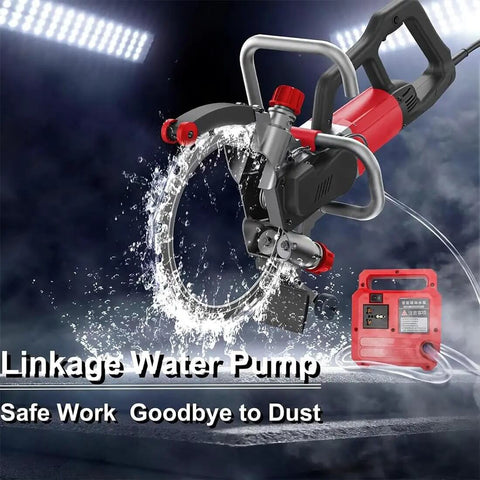 Heavy Duty Brushless Electric Concrete Saw And Wall Chaser Wet Saw 9500W Pro Grade with water pump for dust control.