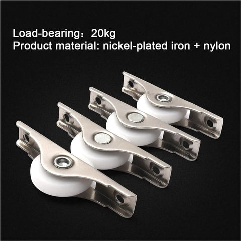 4 Pack 25Mm Sliding Door Rollers Nylon Caster Wheels Pulley Runners with nickel-plated iron setup for heavy-duty use