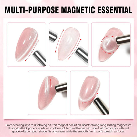 Cat Eye Gel Nail Polish Set With Magnetic Kit, 12 Colors 5ml Bottles shimmer effect demonstration with magnet