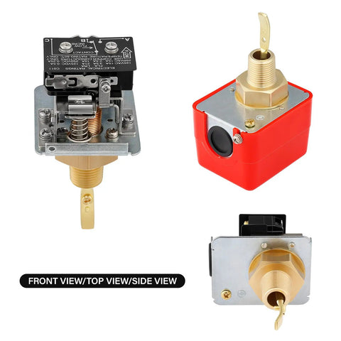 Water And Oil Flow Sensor Switch Paddle Type SPDT Half Inch 220VAC 15A Red HFS-15 Pb Free With Adjustable Flow Control
